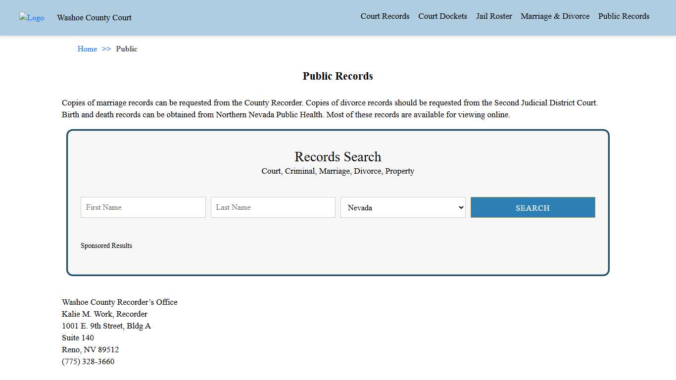 Public Records Washoe County Court